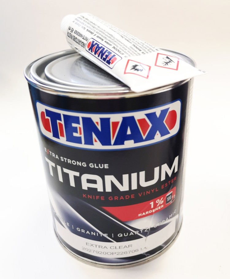 Клей полиэфирный Titanium Extra Clear (суперпрозрачный/густой) 1л Tenax
